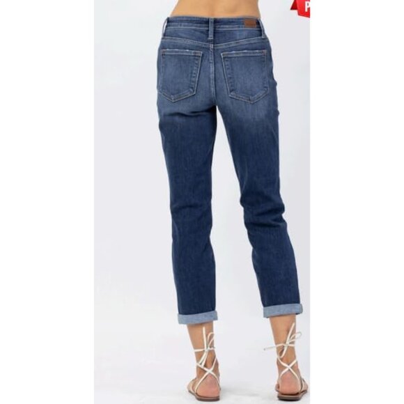 Women's Mid-Rise Rolled Cuffed Boyfriend Jeans Casual Denim Size 13 - Picture 3 of 4